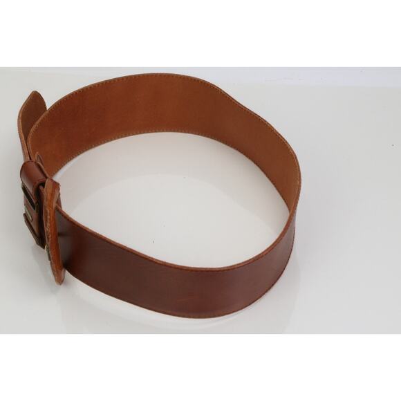 Vintage Echt Leder Brown Genuine Leather Wide Belt Large Buckle Size 42 - Picture 3 of 5